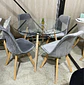 Mesa Redondo eames Vidrio + 4 Sillas Tulip Velvet– comedor 80cm - Miniatura 1