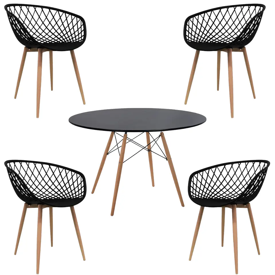 Mesa Redonda Vidrio +4 Sillas Eames – Comedor 120cm 2