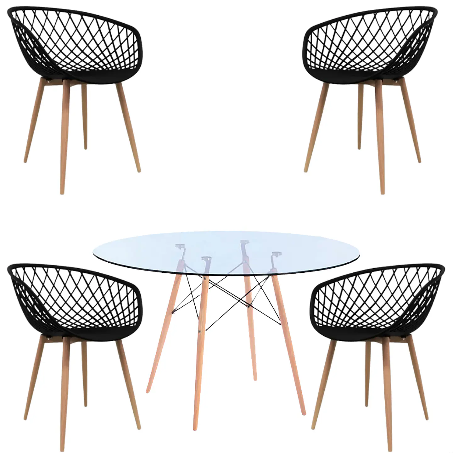 Comedor Redondo Vidrio 4 Sillas Eames – Mesa 100cm 2