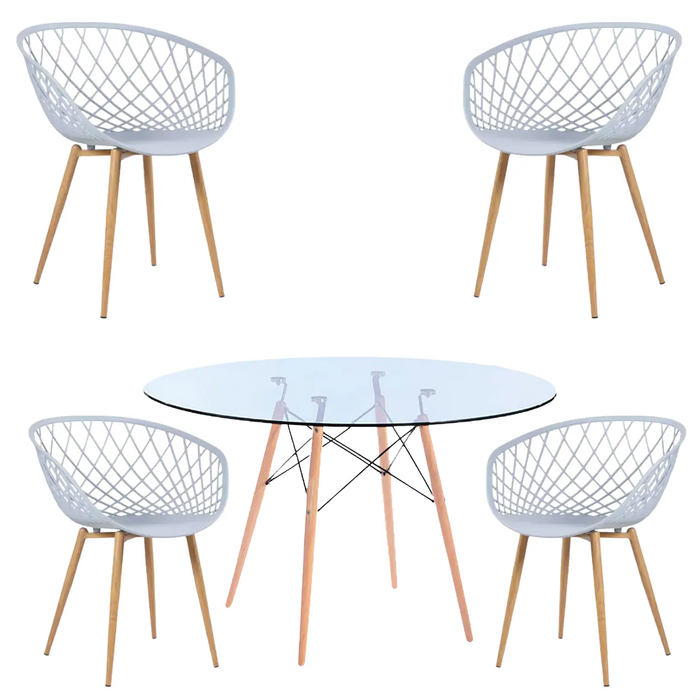 Comedor Redondo Vidrio 4 Sillas Eames – Mesa 100cm 3
