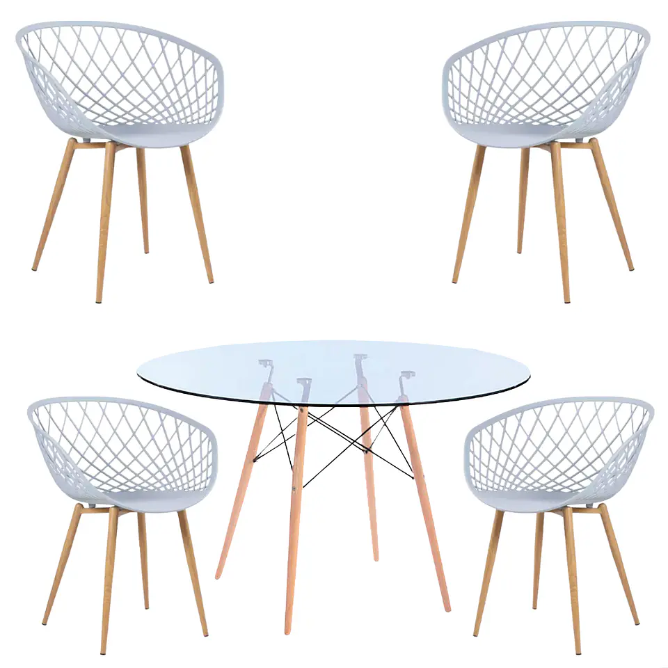 Comedor Redondo Vidrio 4 Sillas Eames – Mesa 100cm 3