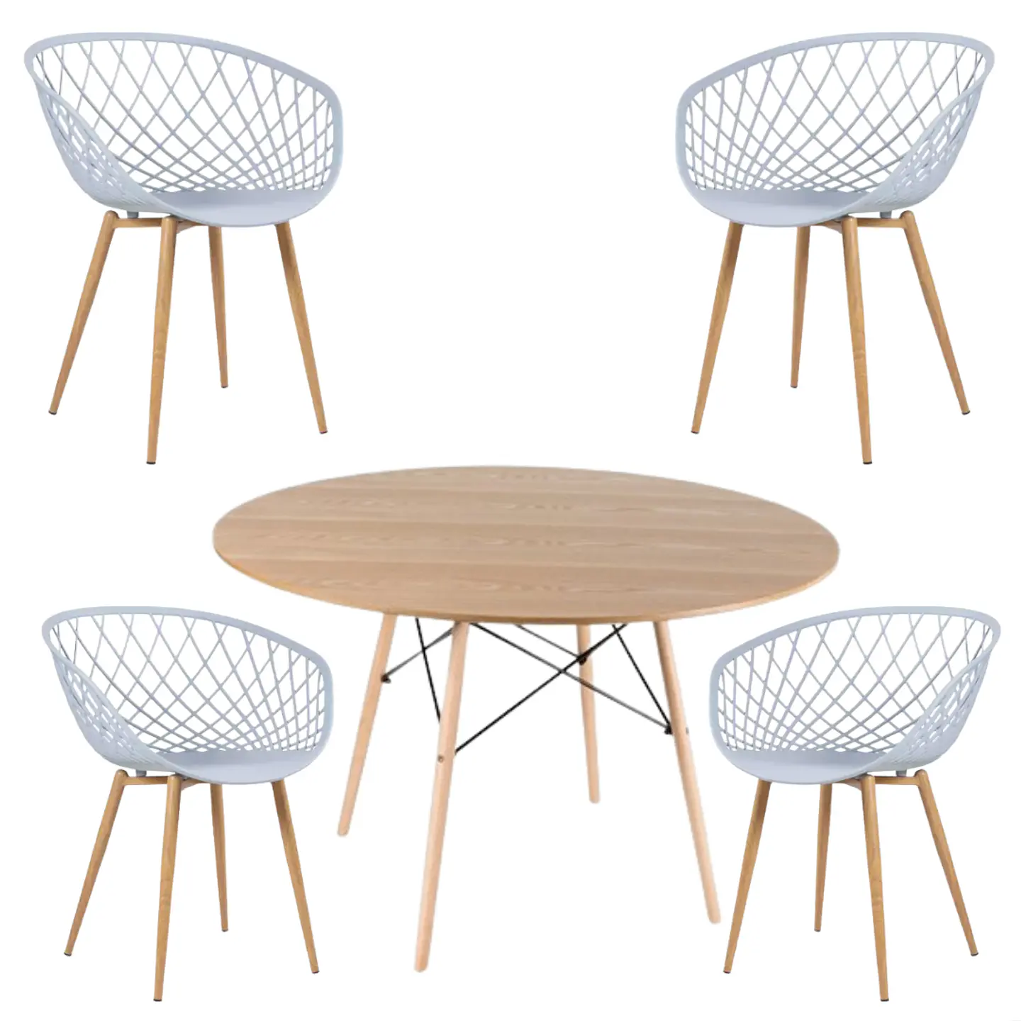 Comedor Redondo Madera 4 Sillas Eames – Mesa 120cm 2