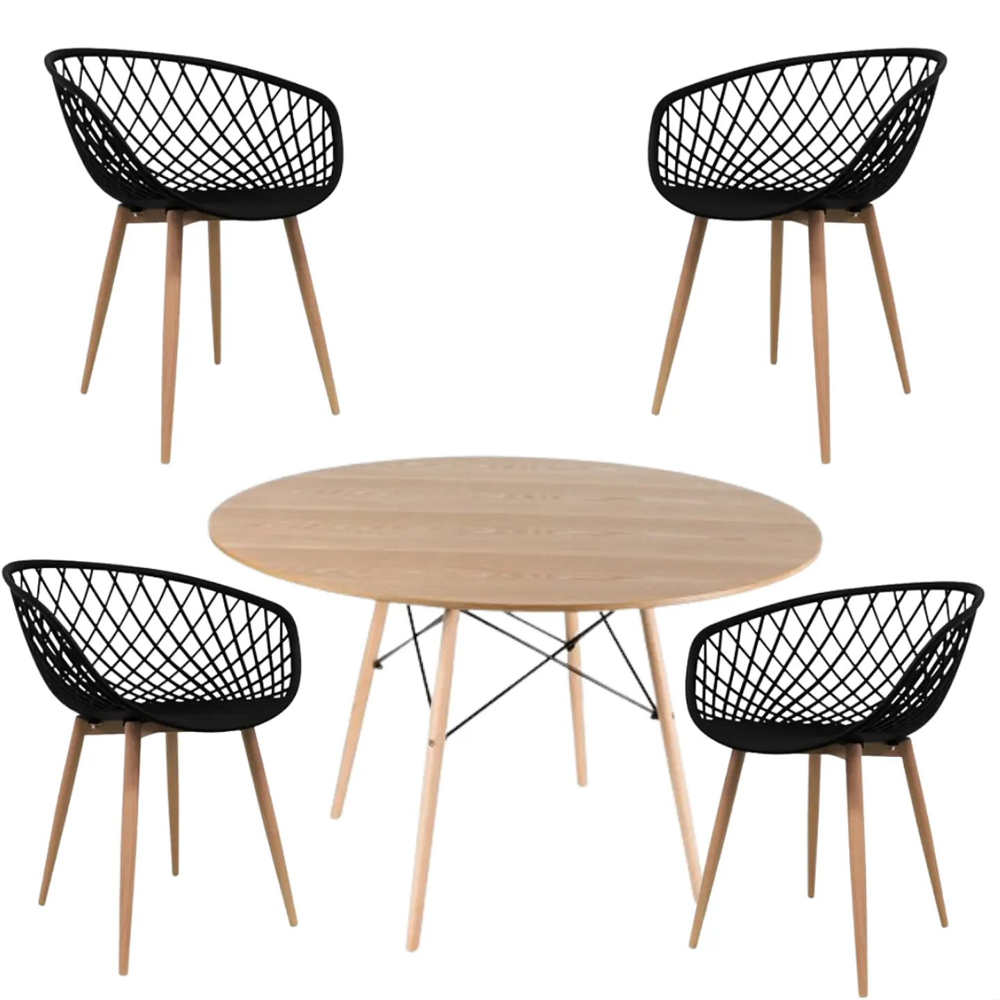 Comedor Redondo Madera 4 Sillas Eames – Mesa 120cm 3