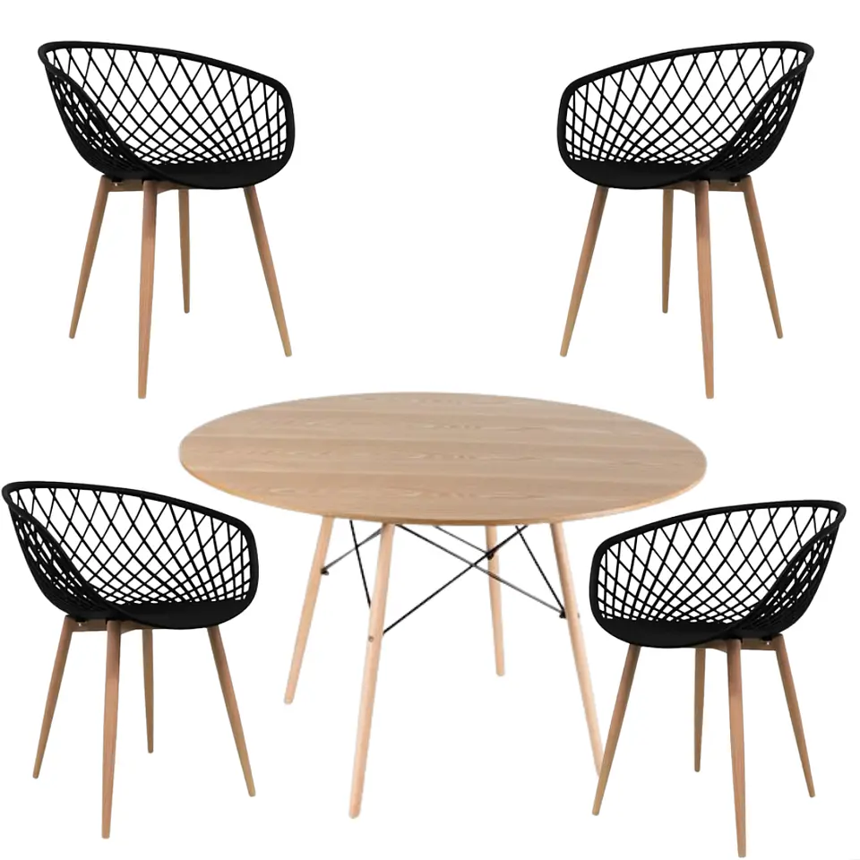 Comedor Redondo Madera 4 Sillas Eames – Mesa 120cm 3