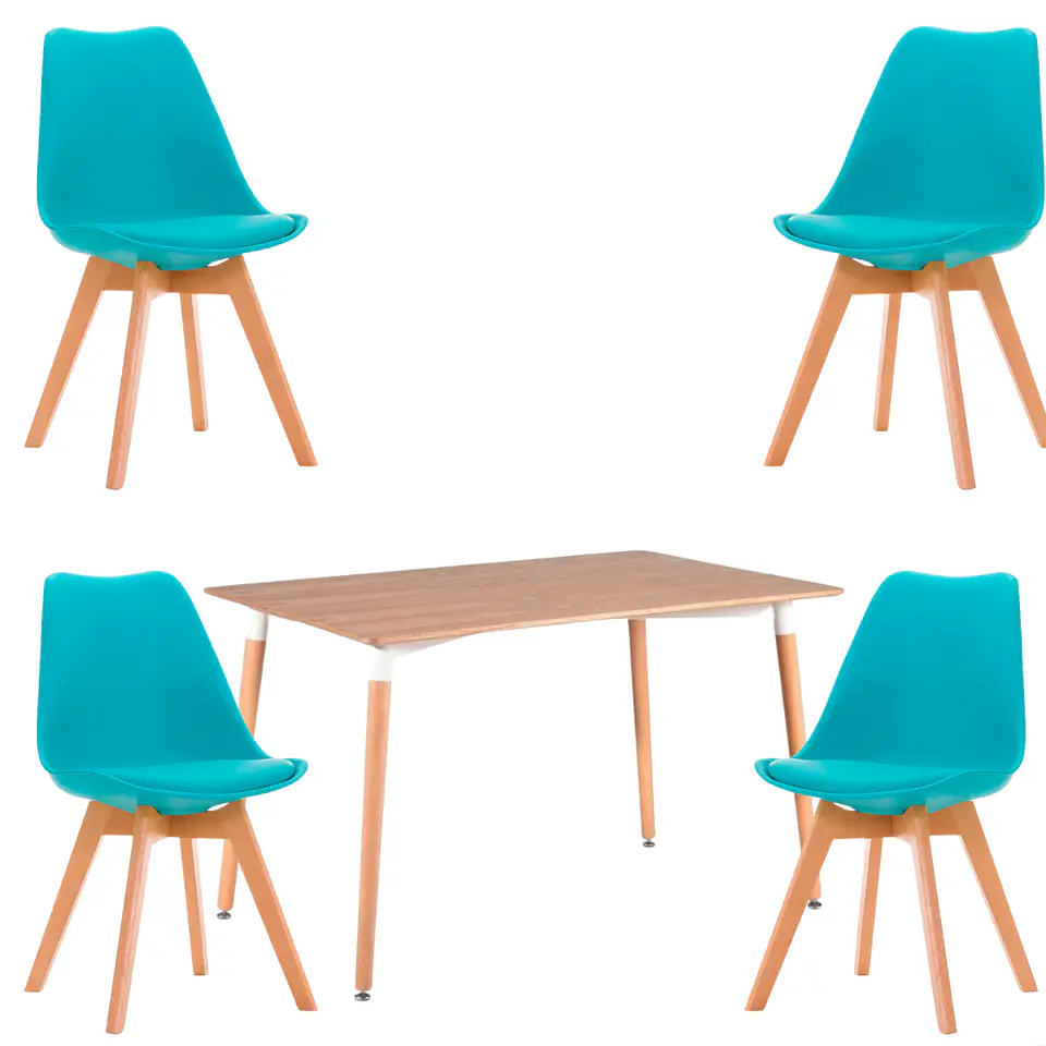Comedor Rectangular Melamina 4 Sillas Tulip – Mesa 130x80cm 3