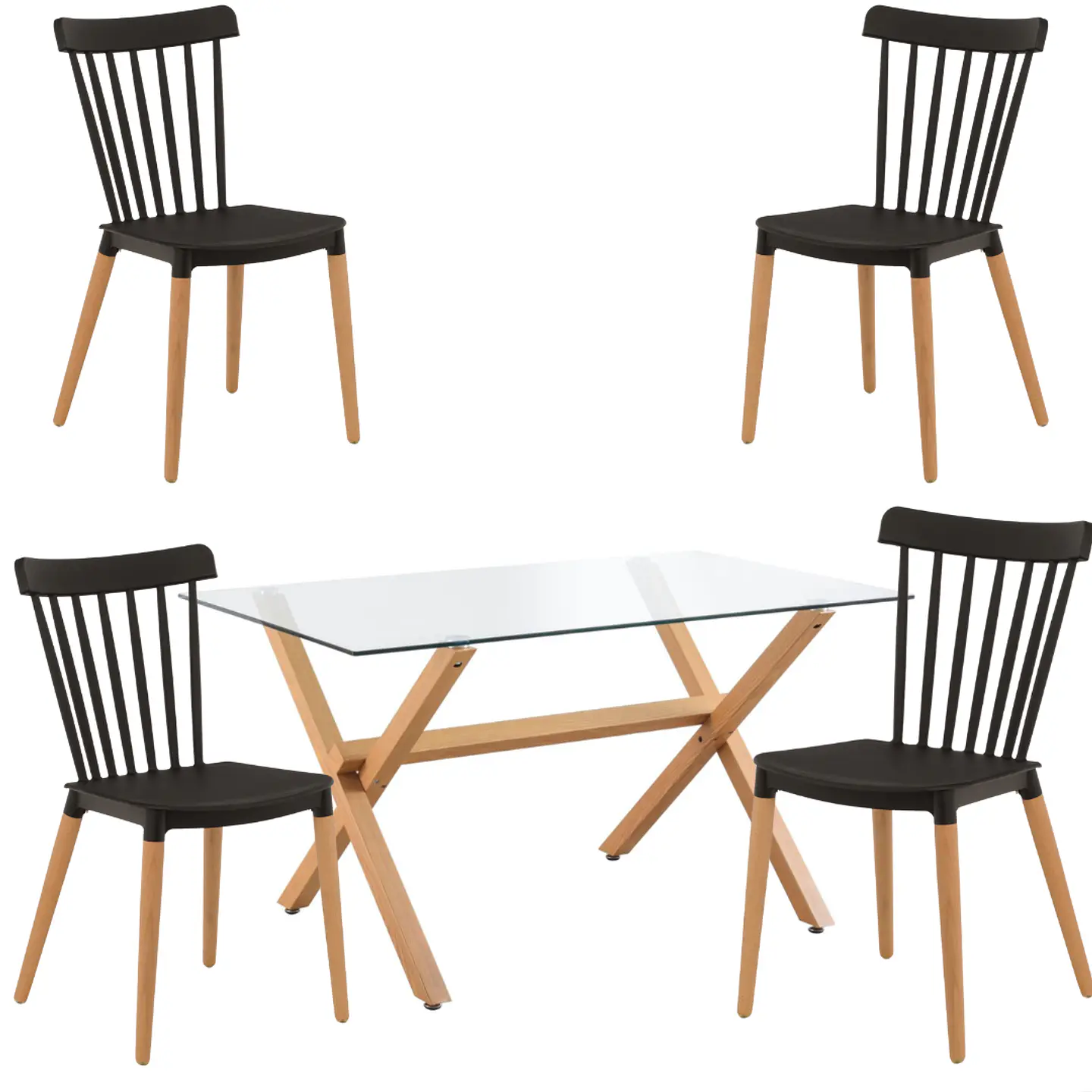 Comedor Rectangular Vidrio 4 Sillas Eames – Mesa 100cm 1