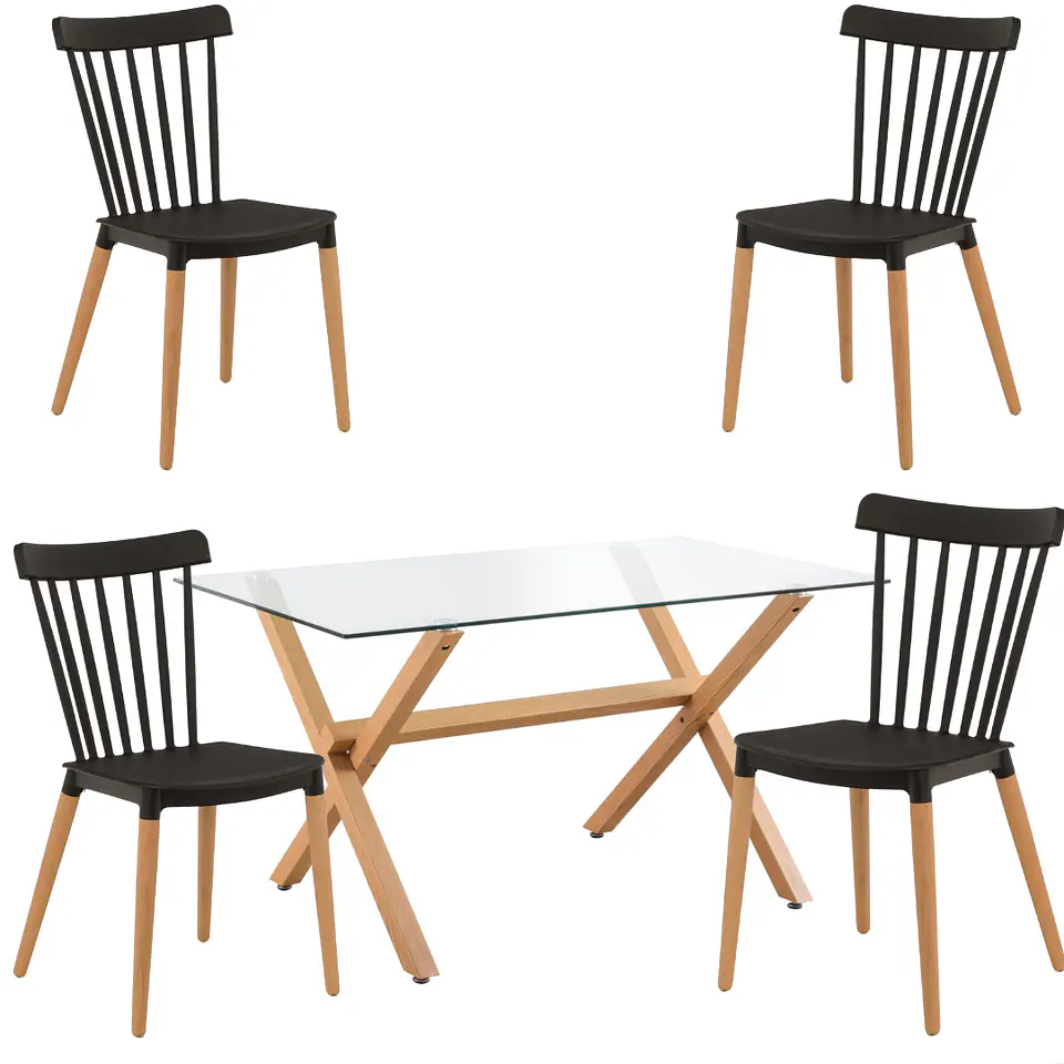 Comedor Rectangular Vidrio 4 Sillas Eames – Mesa 100cm 1