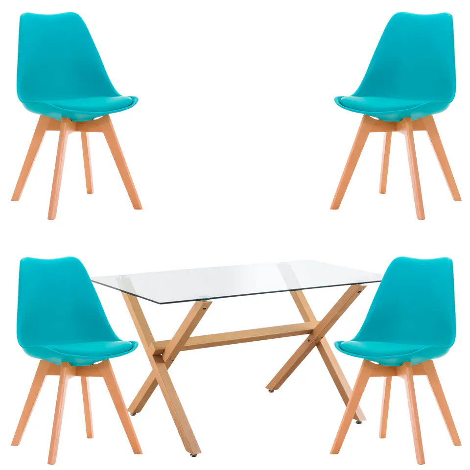 Comedor Rectangular Vidrio 4 Sillas Eames – Mesa 130cm 1