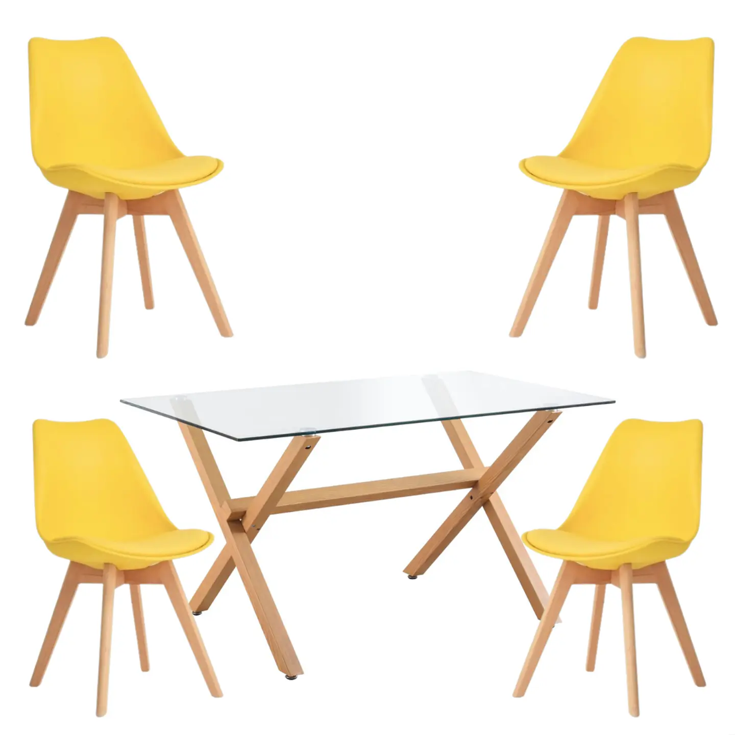 Comedor Rectangular Vidrio 4 Sillas Eames – Mesa 130cm 10