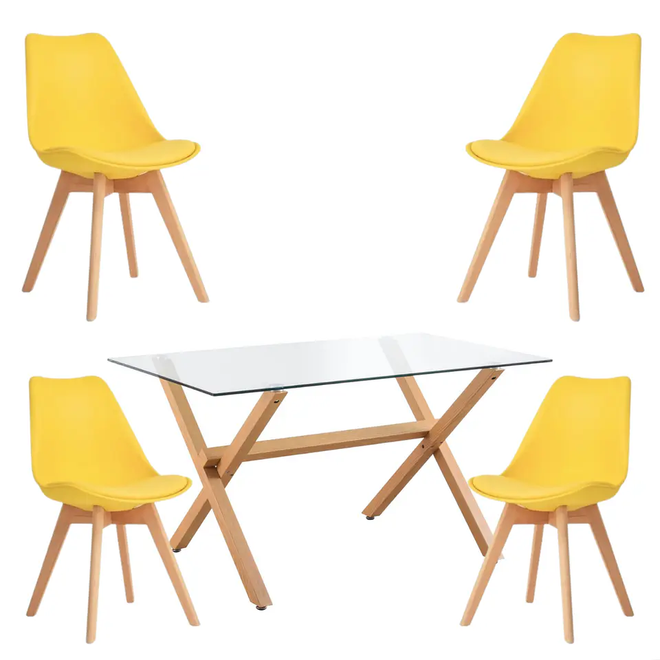 Comedor Rectangular Vidrio 4 Sillas Eames – Mesa 130cm 10