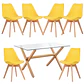 Mesa Rectangular cross madrid vidrio + 6 Sillas Tulip polipropileno con cojin- comedor 130cm - Miniatura 8