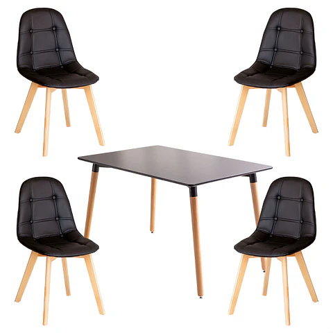 Comedor Redondo Melamina 4 Sillas Tulip – Mesa 100cm