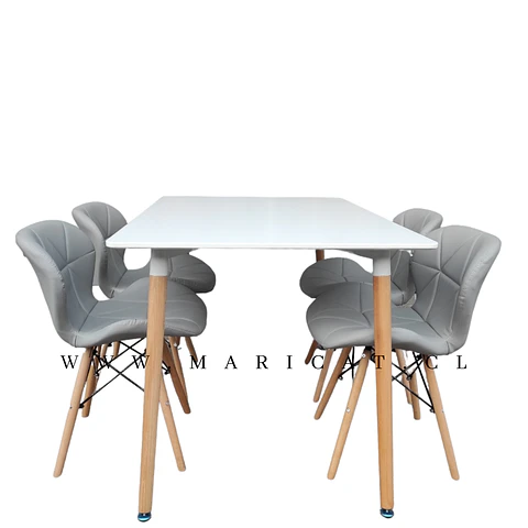 Comedor Rectangular Melamina 4 Sillas Mariposa – Mesa 120x80cm