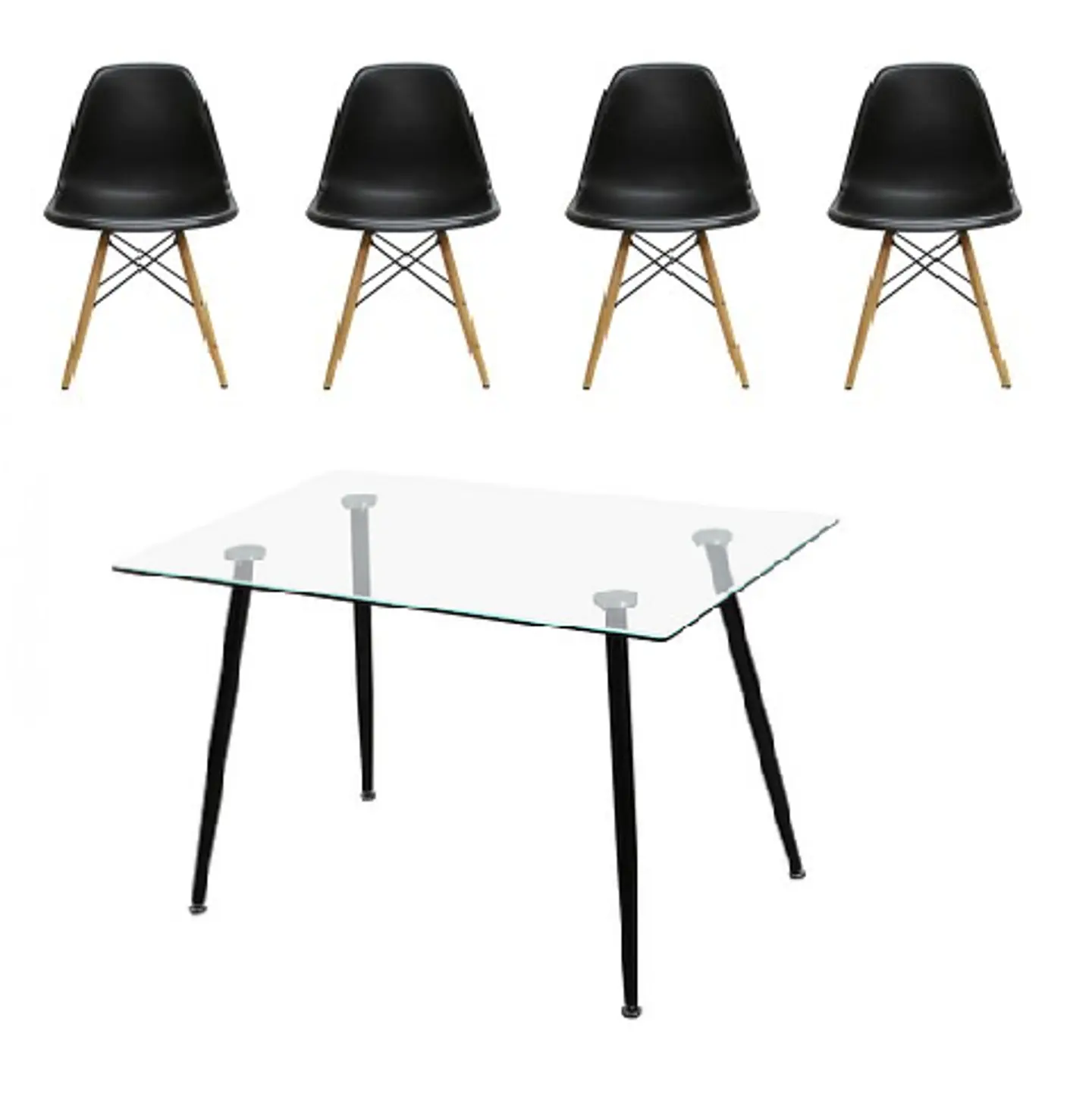 Comedor Rectangular Vidrio 4 Sillas Eames – Mesa 100cm 3