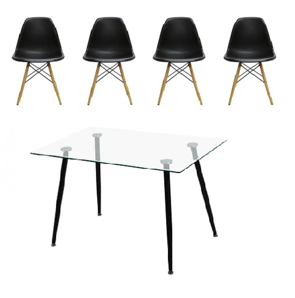 Comedor Rectangular Vidrio 4 Sillas Eames – Mesa 100cm 3