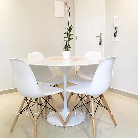 Comedor Redondo Melamina 4 Sillas Tulip – Mesa 80cm