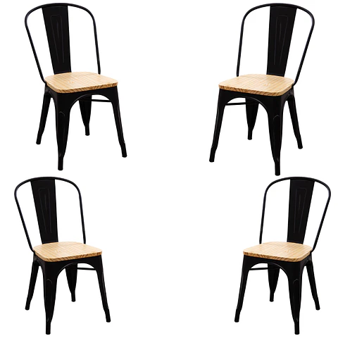 Silla Tolix Madera Negro – Restaurante, Terraza y Eventos