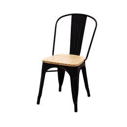Silla Tolix con Asiento de Madera