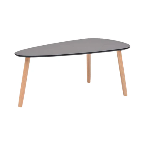 Mesa de Centro Elipse Nordic de Melamina con Patas de Madera – Diseño Elegante y Natural