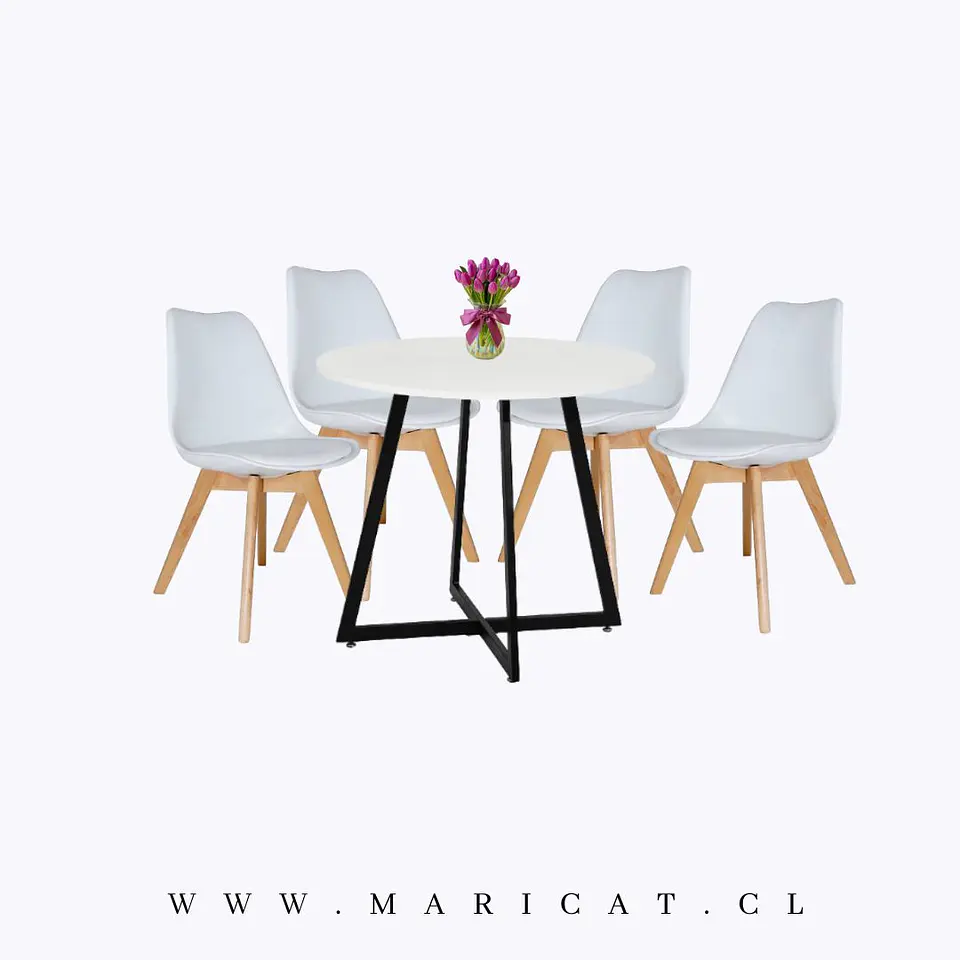 Comedor Redondo Melamina 4 Sillas Tulip – Mesa 90cm 2