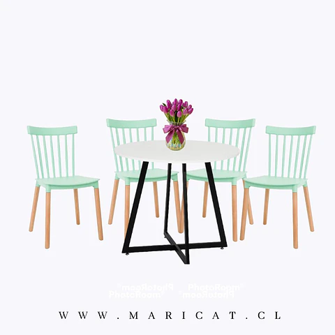 Comedor Redondo Melamina 4 Sillas Eames – Mesa 100cm