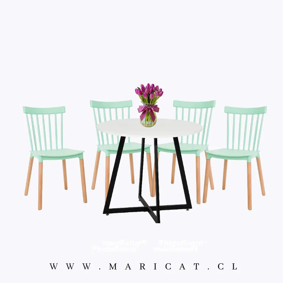 Mesa redonda Rego MDF + 4 Sillas Windsor Polipropileno - comedor 2