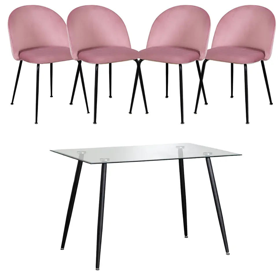 Comedor Rectangular Vidrio 4 Sillas Eames – Mesa 100cm 7