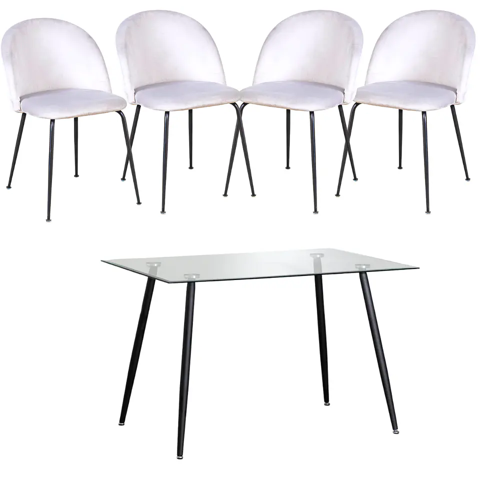 Comedor Rectangular Vidrio 4 Sillas Eames – Mesa 100cm 6