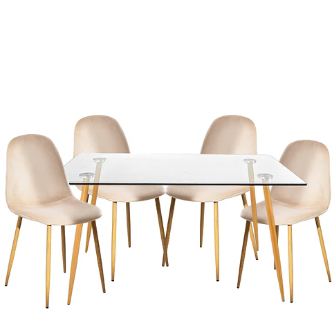 Comedor Rectangular Vidrio 4 Sillas Eames – Mesa 100cm