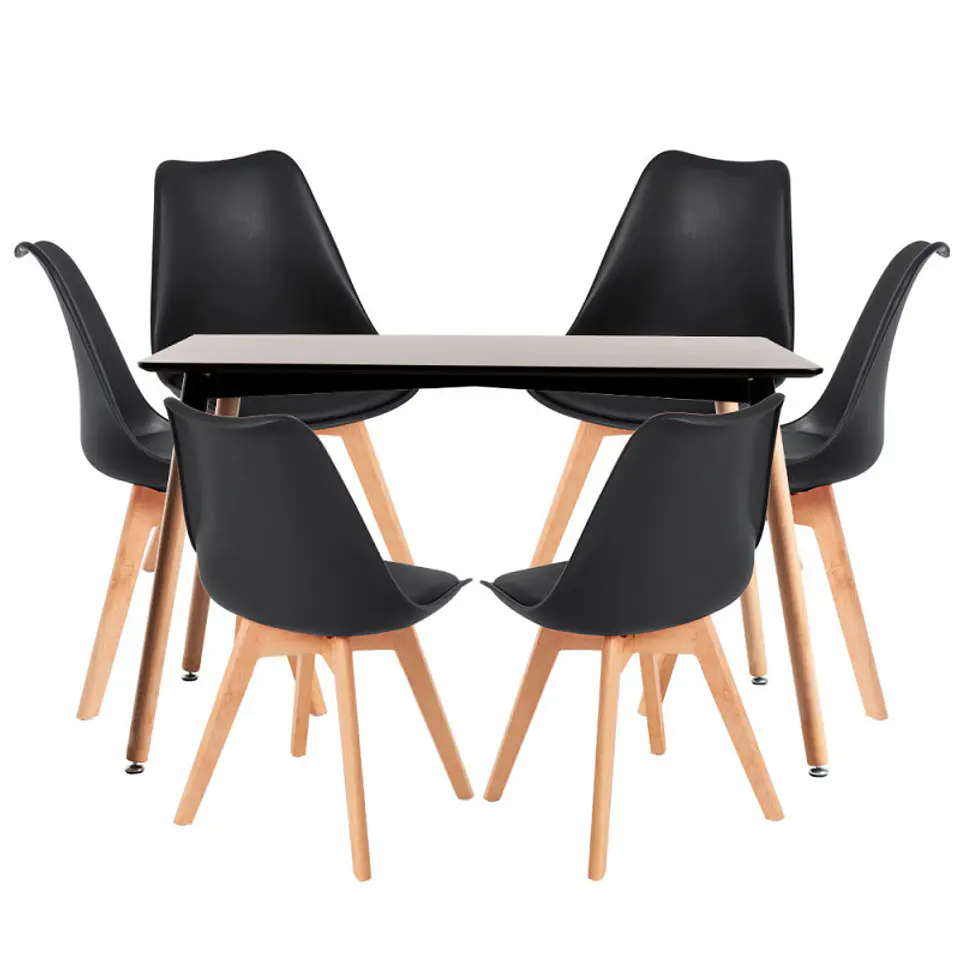 Mesa Rectangular Eames MDF + 6 Sillas Tulip polipropileno con cojin- comedor 5