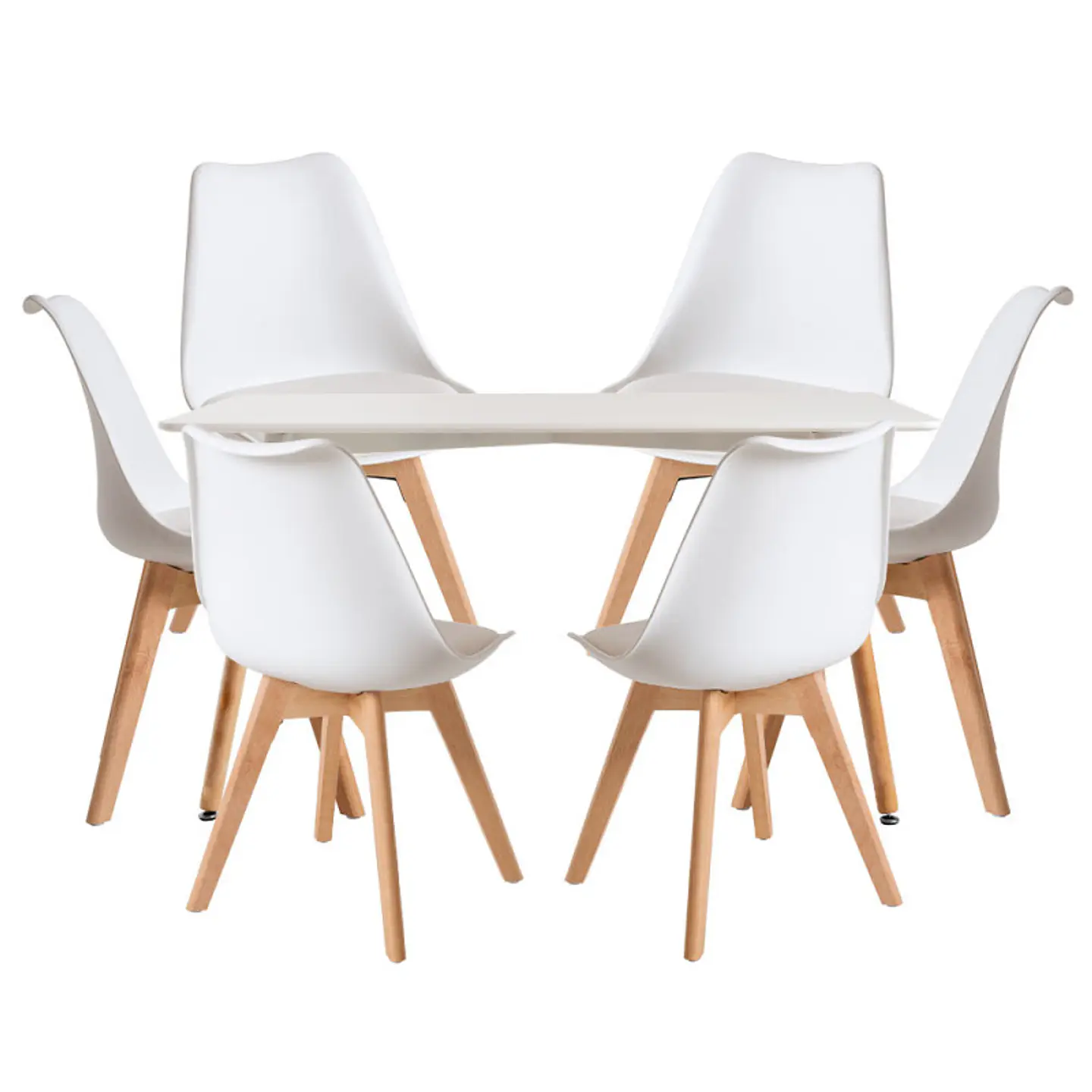 Mesa Rectangular Eames MDF + 6 Sillas Tulip polipropileno con cojin- comedor 4
