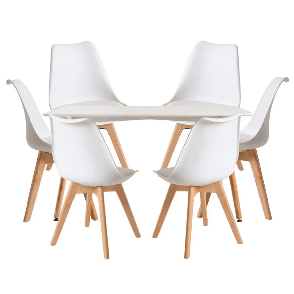 Mesa Rectangular Eames MDF + 6 Sillas Tulip polipropileno con cojin- comedor 4