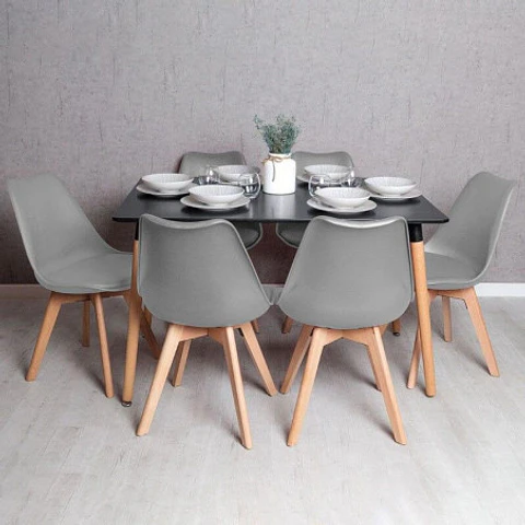 Comedor Rectangular Melamina 6 Sillas Tulip – Mesa 120x80cm