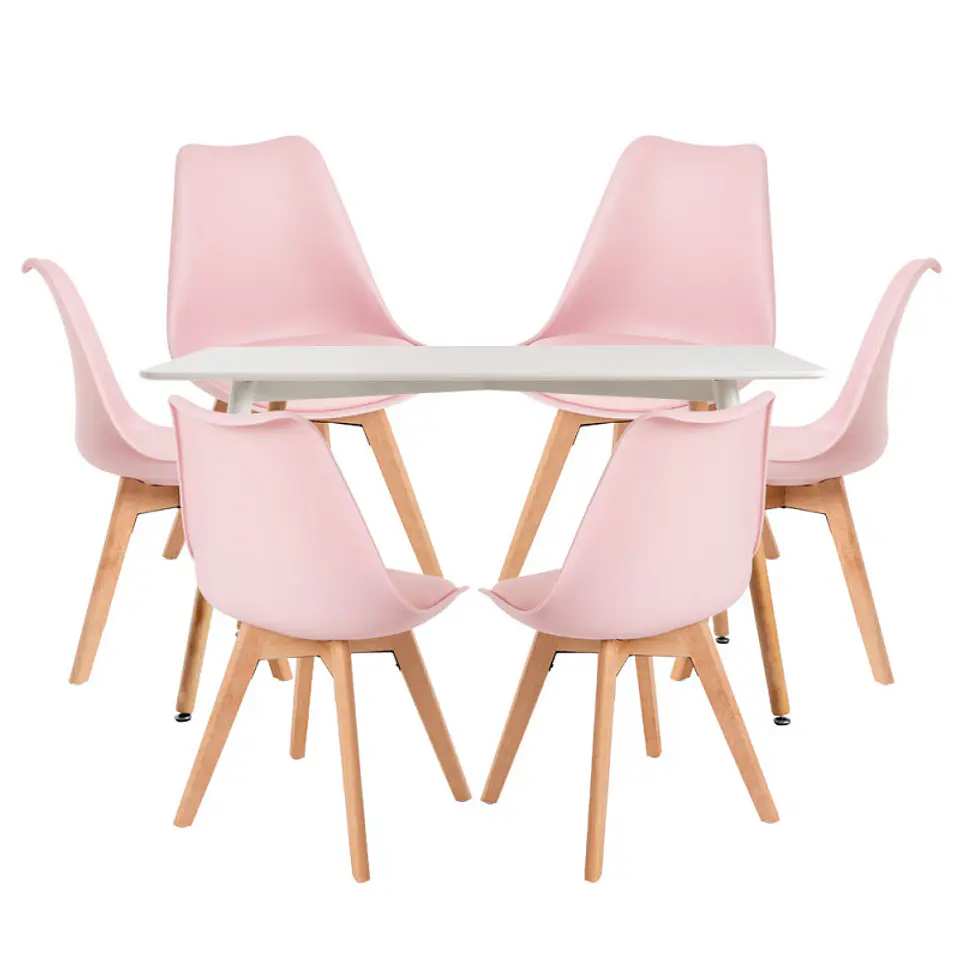 Mesa Rectangular Eames MDF + 6 Sillas Tulip polipropileno con cojin- comedor 8