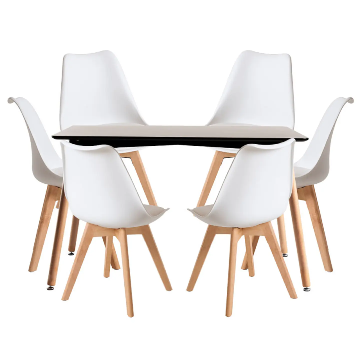 Mesa Rectangular Eames MDF + 6 Sillas Tulip polipropileno con cojin- comedor 10
