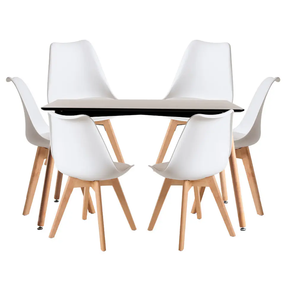 Mesa Rectangular Eames MDF + 6 Sillas Tulip polipropileno con cojin- comedor 10