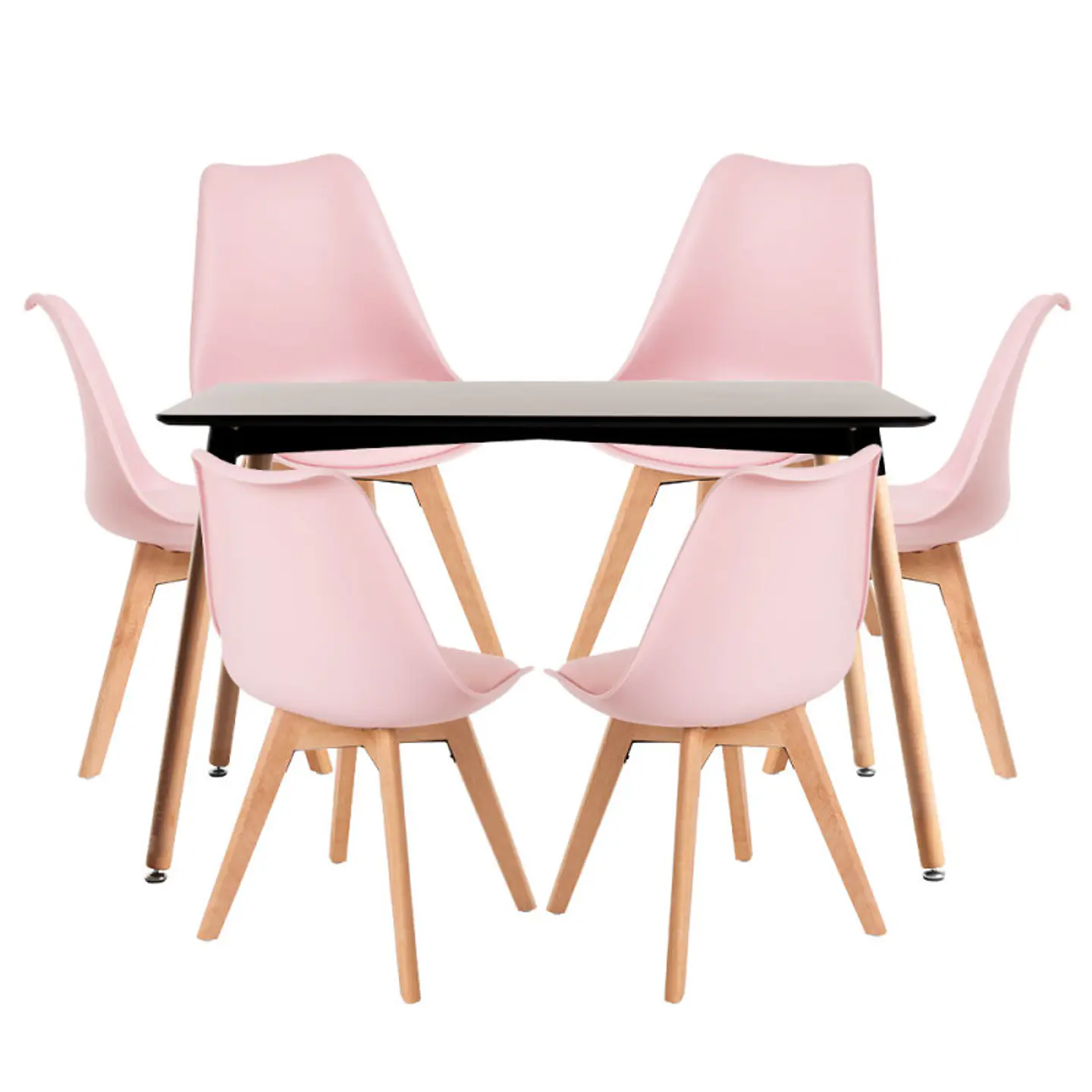 Mesa Rectangular Eames MDF + 6 Sillas Tulip polipropileno con cojin- comedor 11