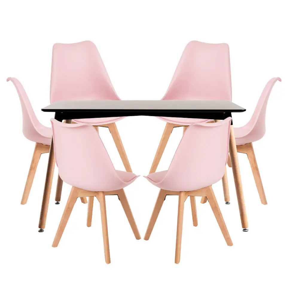 Mesa Rectangular Eames MDF + 6 Sillas Tulip polipropileno con cojin- comedor 11