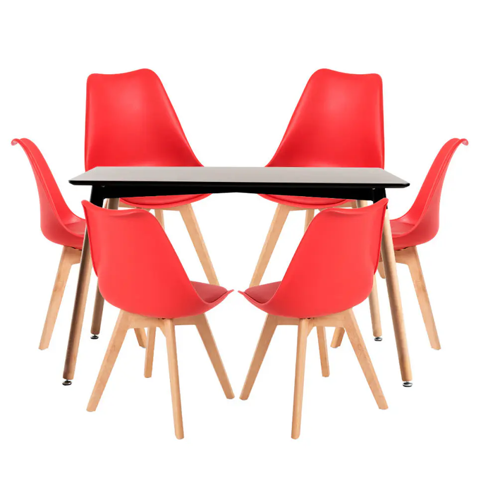 Mesa Rectangular Eames MDF + 6 Sillas Tulip polipropileno con cojin- comedor 12
