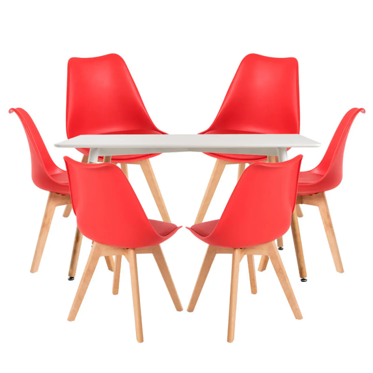 Mesa Rectangular Eames MDF + 6 Sillas Tulip polipropileno con cojin- comedor 13