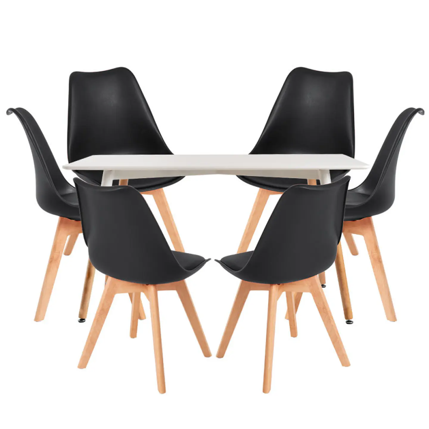 Mesa Rectangular Eames MDF + 6 Sillas Tulip polipropileno con cojin- comedor 15