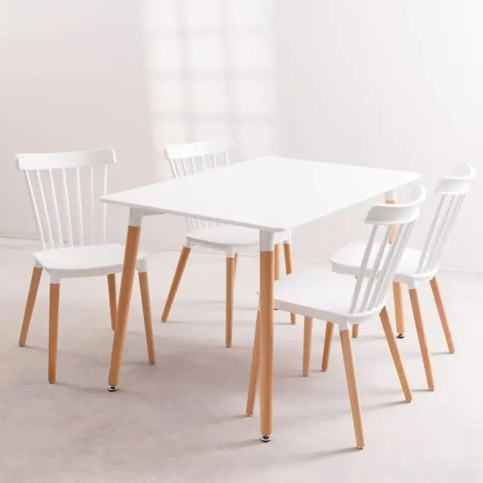 Comedor Rectangular Melamina 4 Sillas Windsor – Mesa 100cm 1