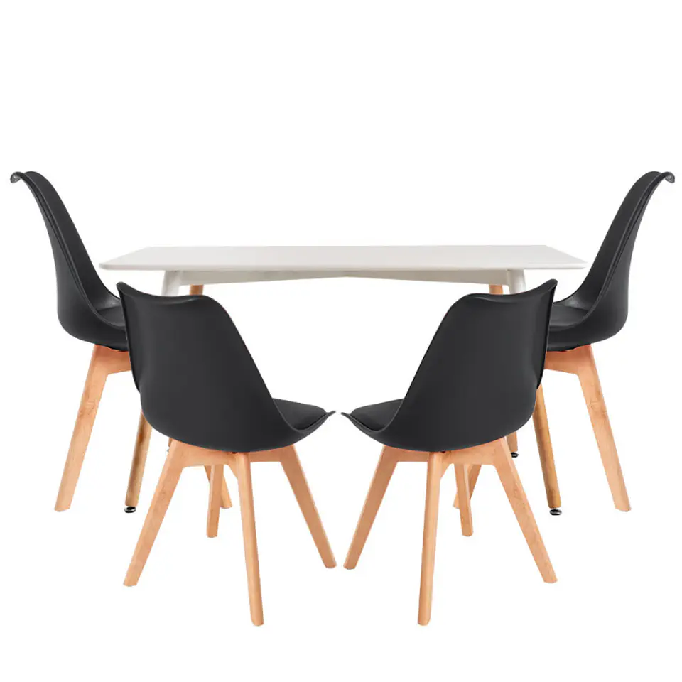 Mesa Rectangular Eames MDF + 4 Sillas Tulip Polipropileno con cojin- comedor 12