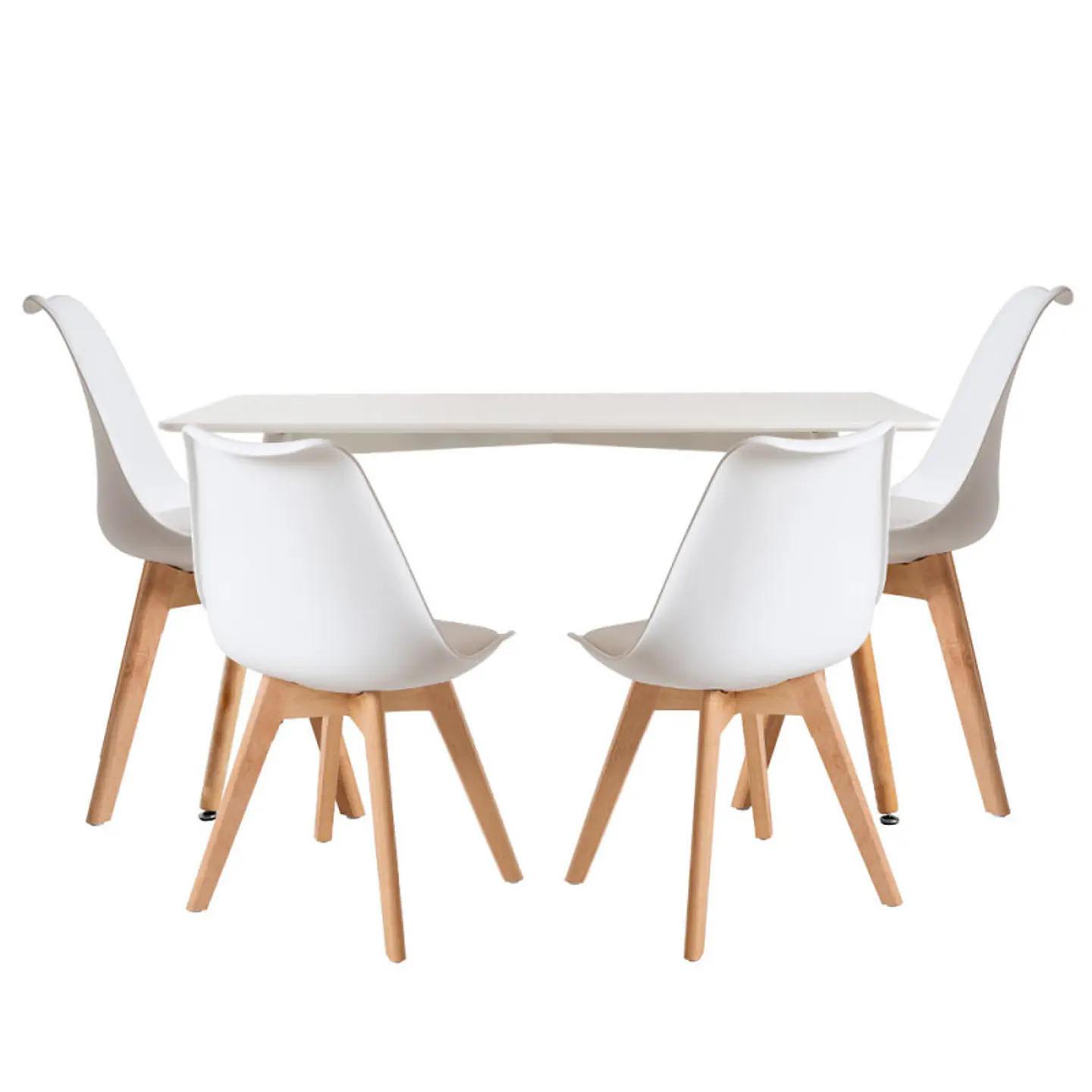 Mesa Rectangular Eames MDF + 4 Sillas Tulip Polipropileno con cojin- comedor 13