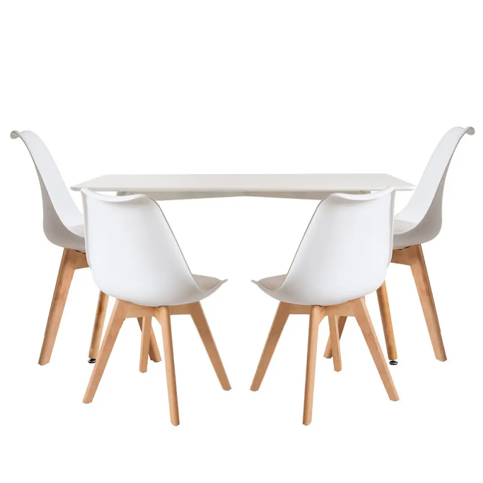 Mesa Rectangular Eames MDF + 4 Sillas Tulip Polipropileno con cojin- comedor 13