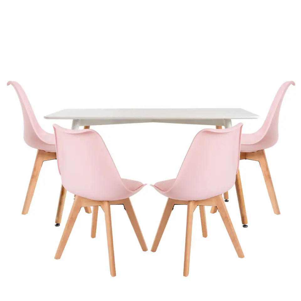Mesa Rectangular Eames MDF + 4 Sillas Tulip Polipropileno con cojin- comedor 14