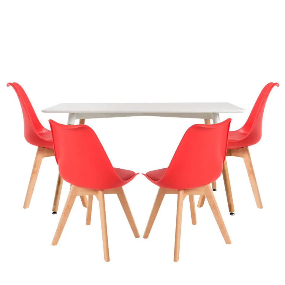 Mesa Rectangular Eames MDF + 4 Sillas Tulip Polipropileno con cojin- comedor 3