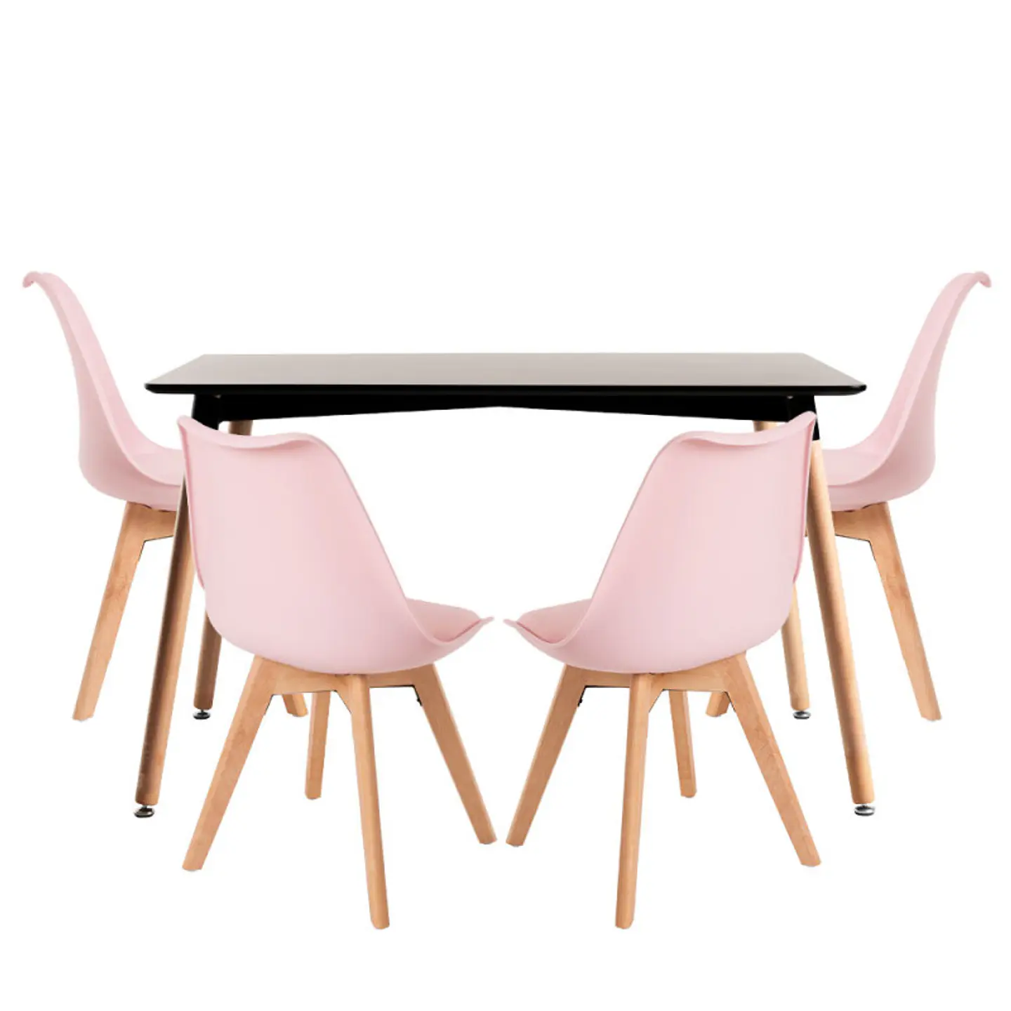 Mesa Rectangular Eames MDF + 4 Sillas Tulip Polipropileno con cojin- comedor 15