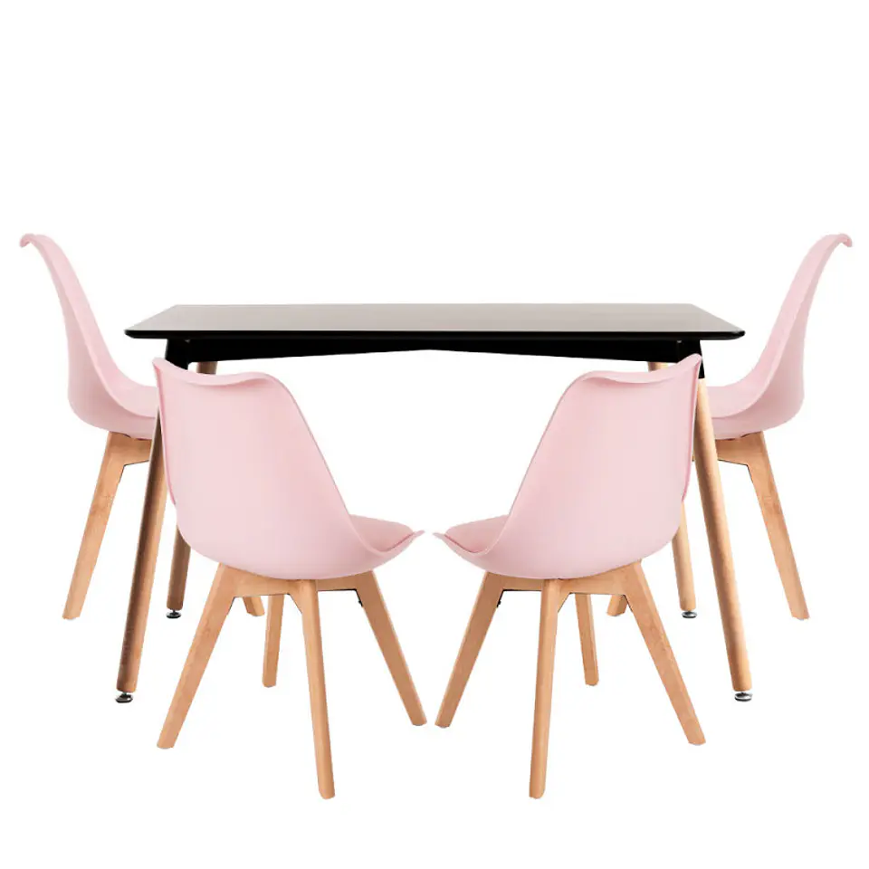 Mesa Rectangular Eames MDF + 4 Sillas Tulip Polipropileno con cojin- comedor 15