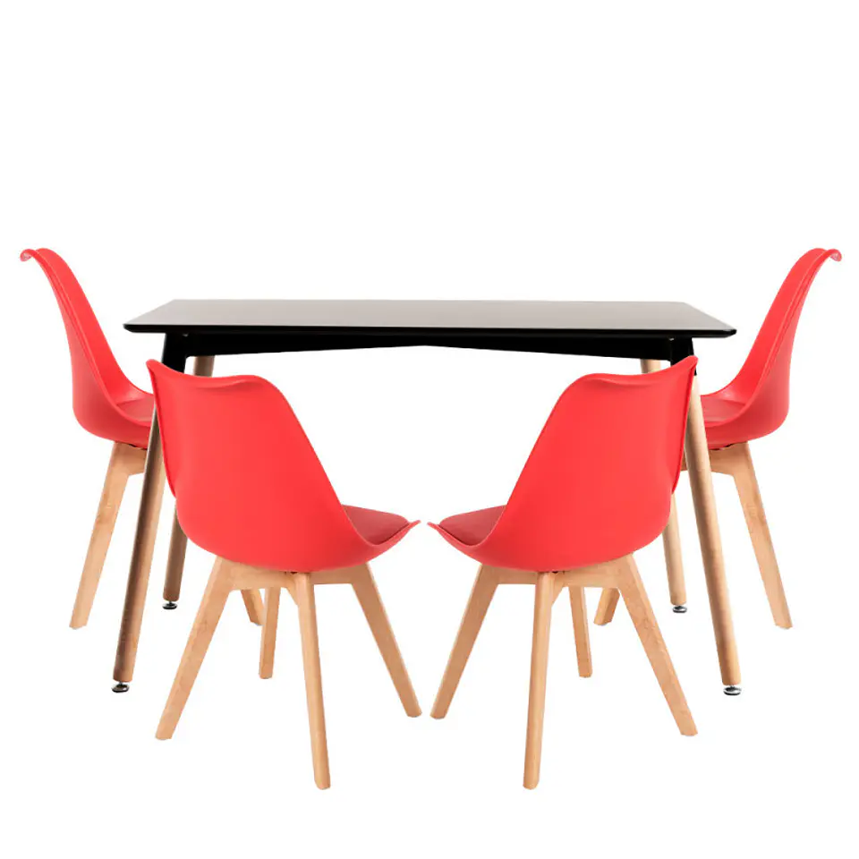Mesa Rectangular Eames MDF + 4 Sillas Tulip Polipropileno con cojin- comedor 16